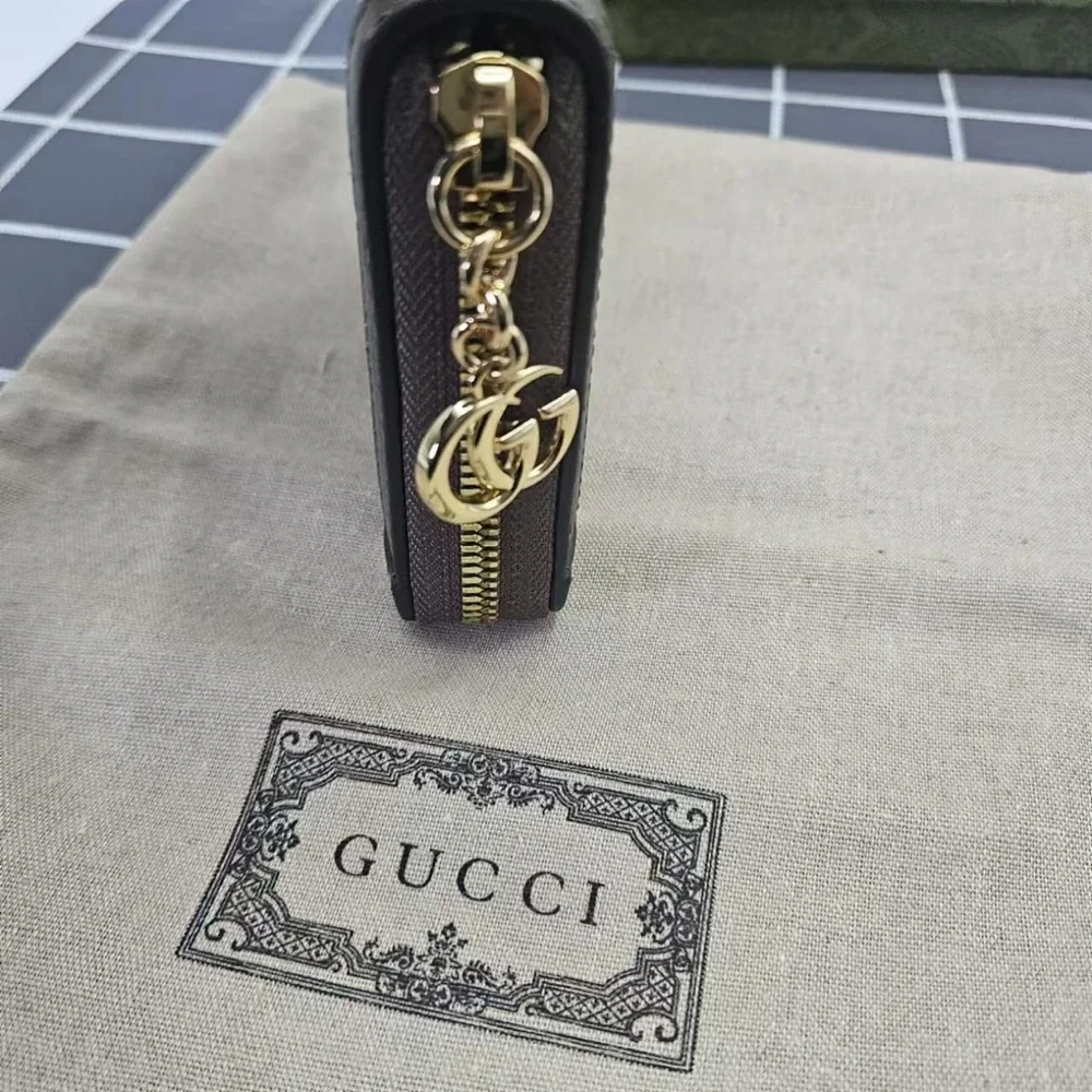 Gucci Ophidia GG Supreme Zip-Around Wallet with Classic Web Stripe